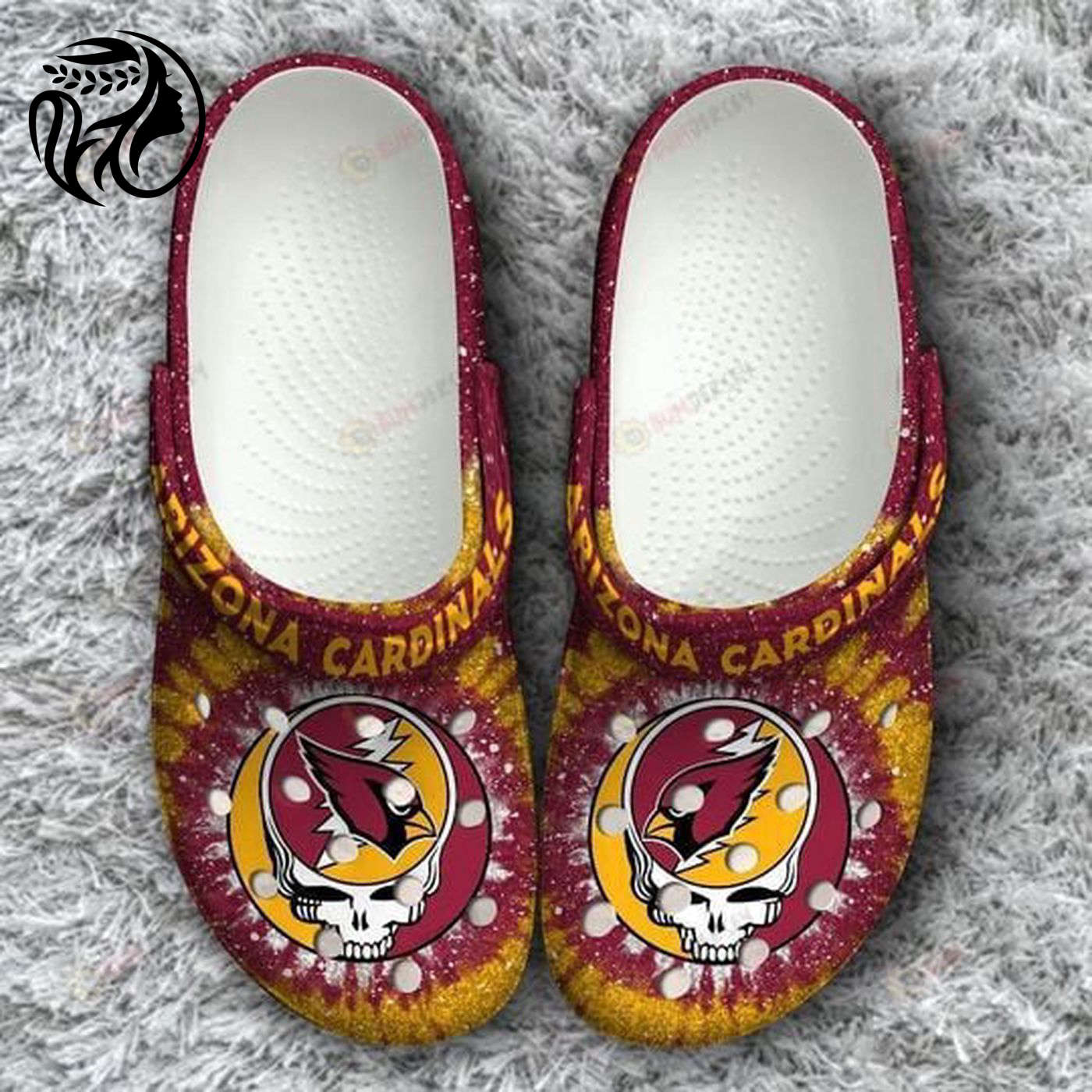 Arizona Cardinals Grateful Dead Crocs Classic Clogs Shoes In Red Yellow