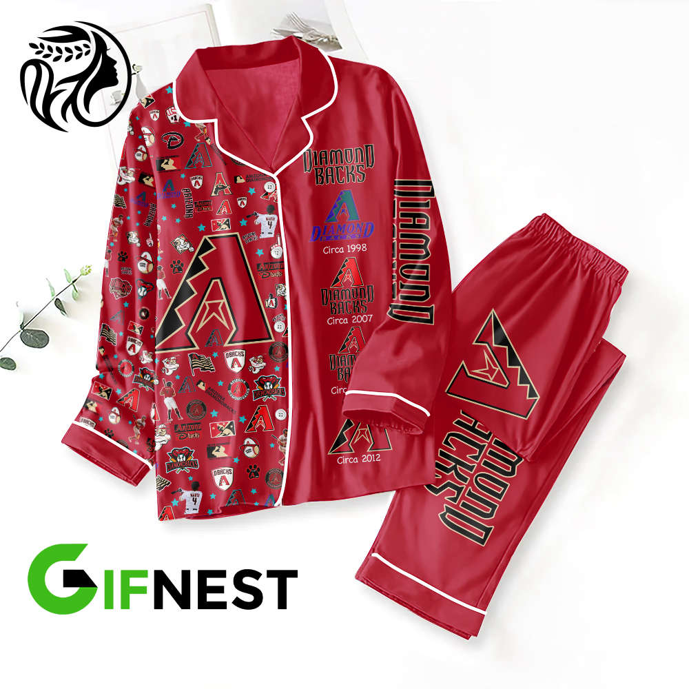 Arizona Diamondbacks Button Down Pajamas Set  –  Gift for Women – Christmas Gift