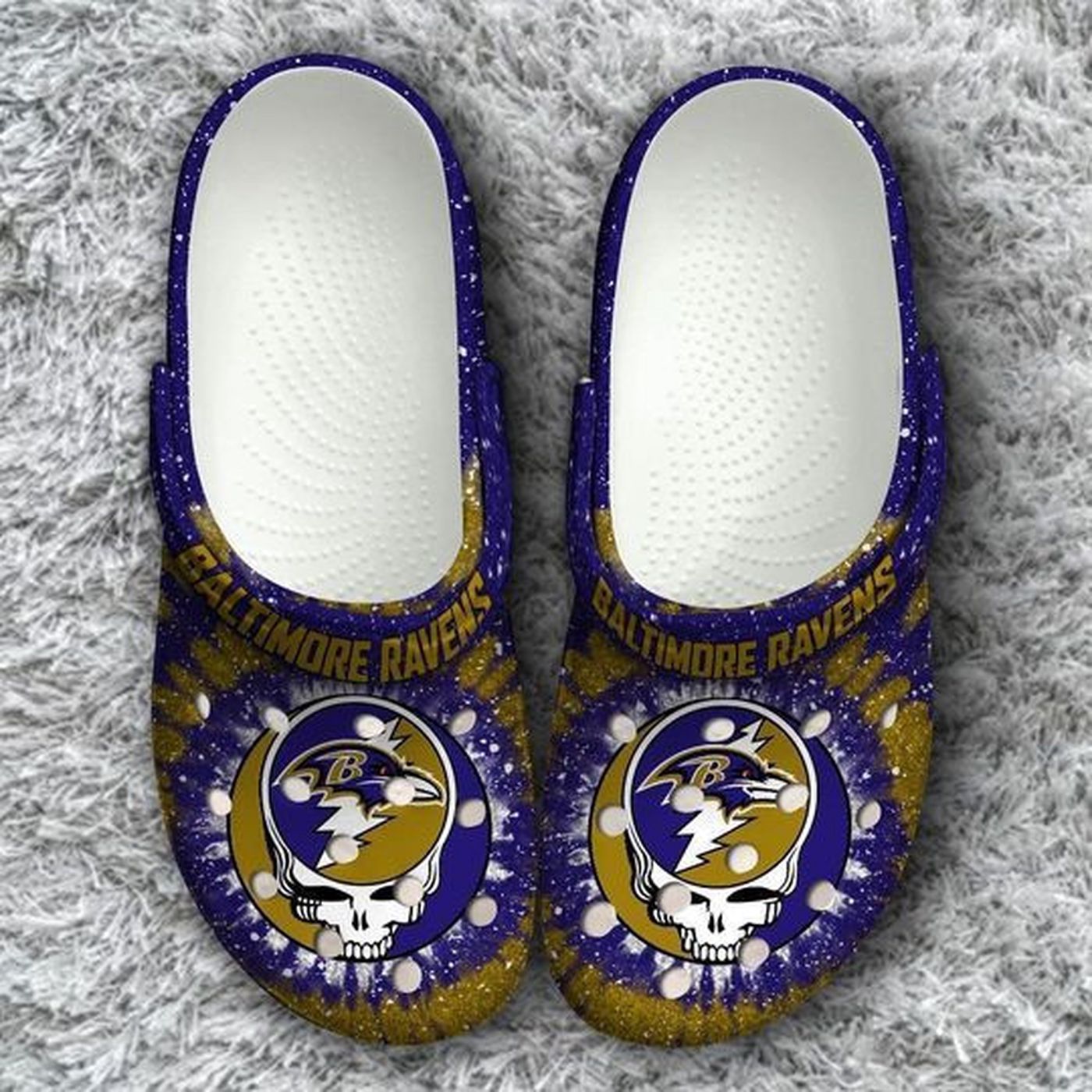 Baltimore Ravens Logo Grateful Dead Pattern Unisex Classic Clogs For Fans Unisex Gifts 2024