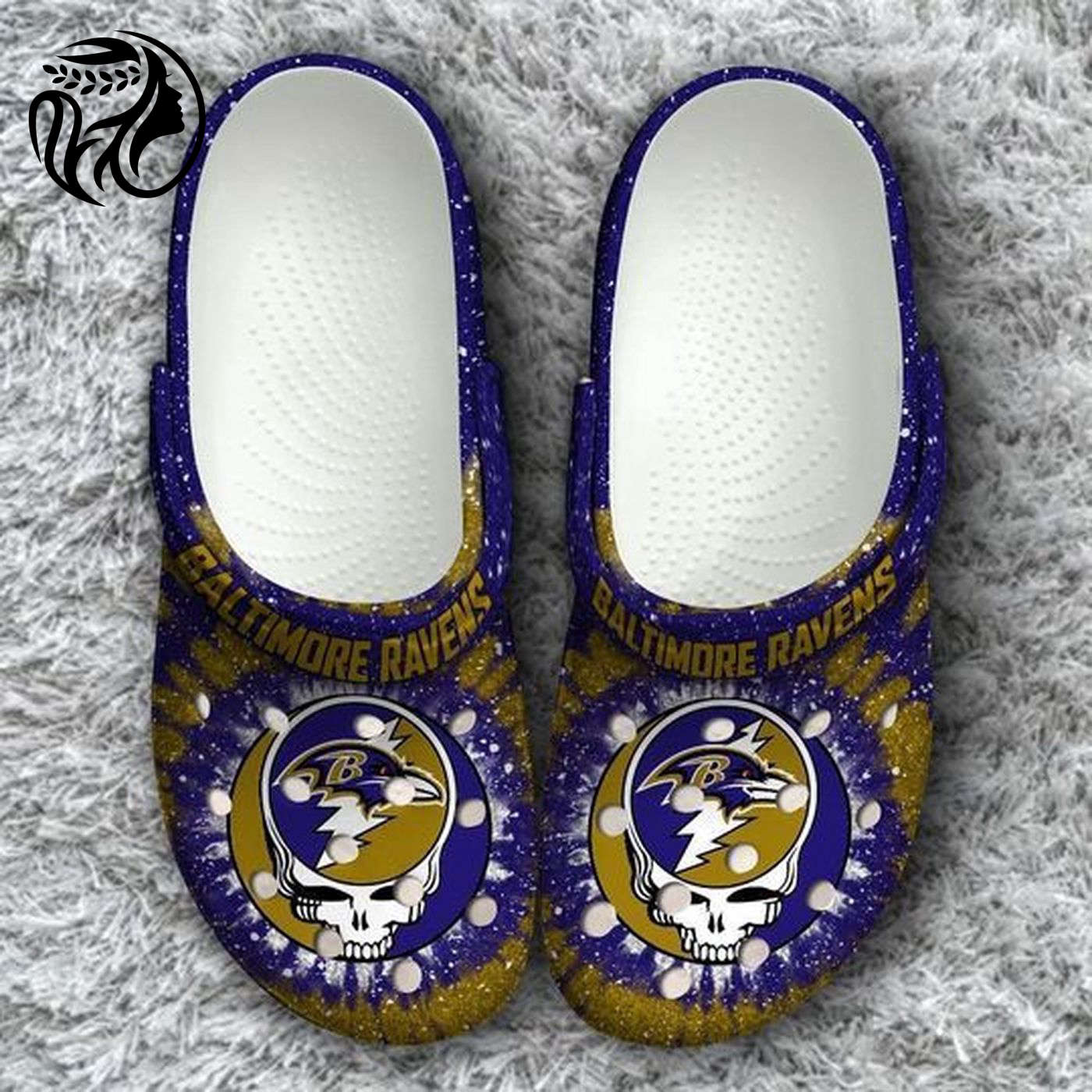 Baltimore Ravens Logo Grateful Dead Pattern Unisex Classic Clogs For Fans Unisex Gifts 2024