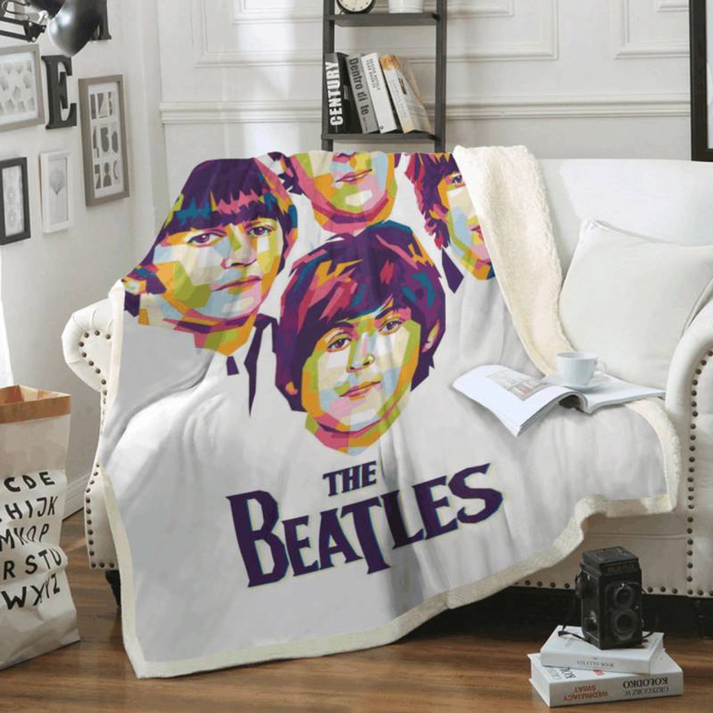 Iconic Beatles Art Fleece Blanket – Liverpool Band Tribute