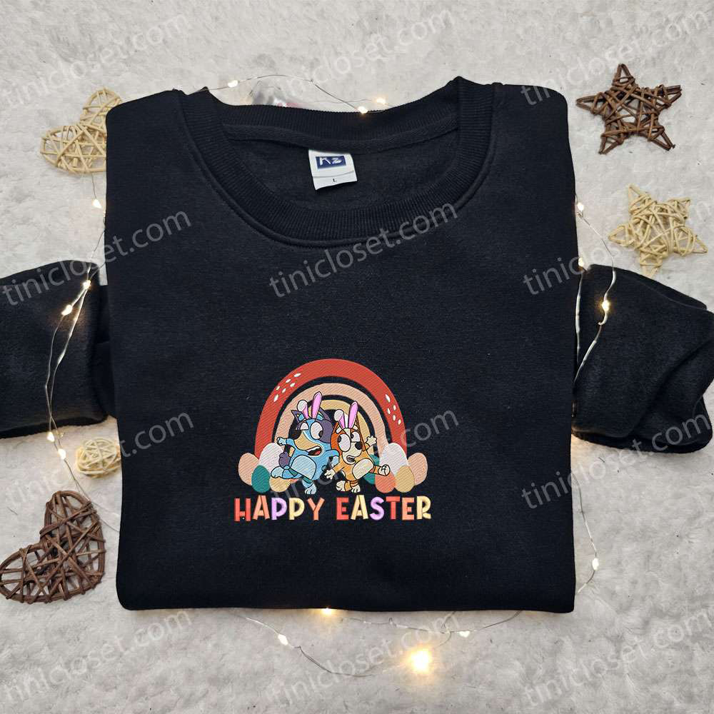 Bluey and Bingo Easter Rainbow Shirt & Cartoon Hoodie: Perfect Thanksgiving Day Gift Idea