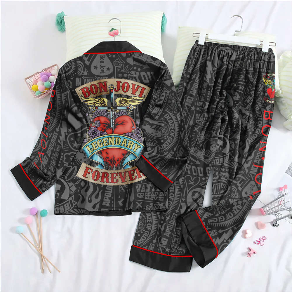 Bon Jovi Button Down Pajamas Set – Gift for Women – Christmas Gift