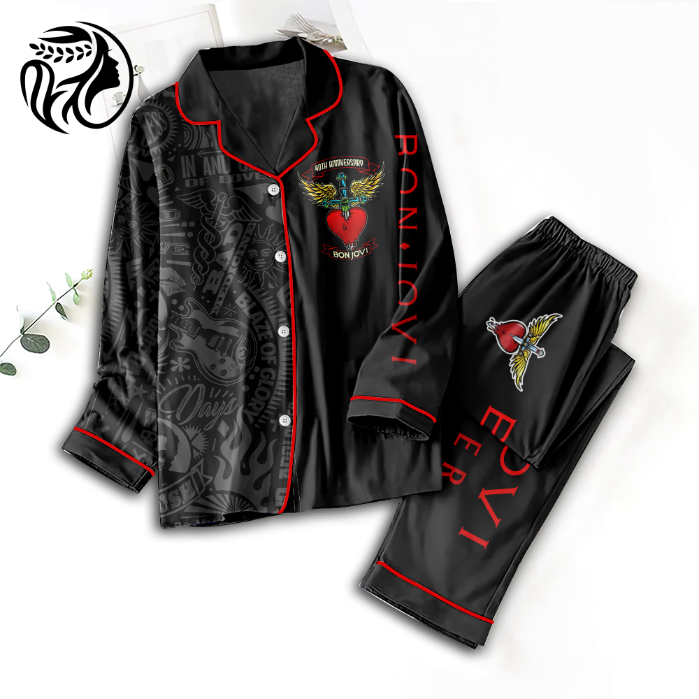 Bon Jovi Button Down Pajamas Set – Gift for Women – Christmas Gift