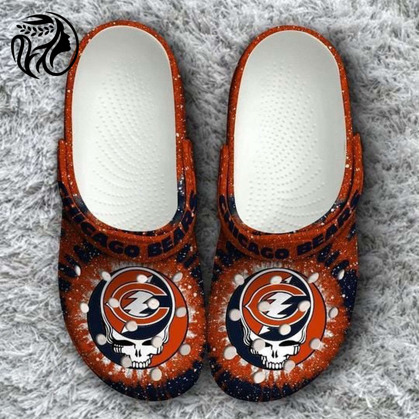 Chicago Bears Grateful Dead Crocs Classic Clogs Shoes In Orange