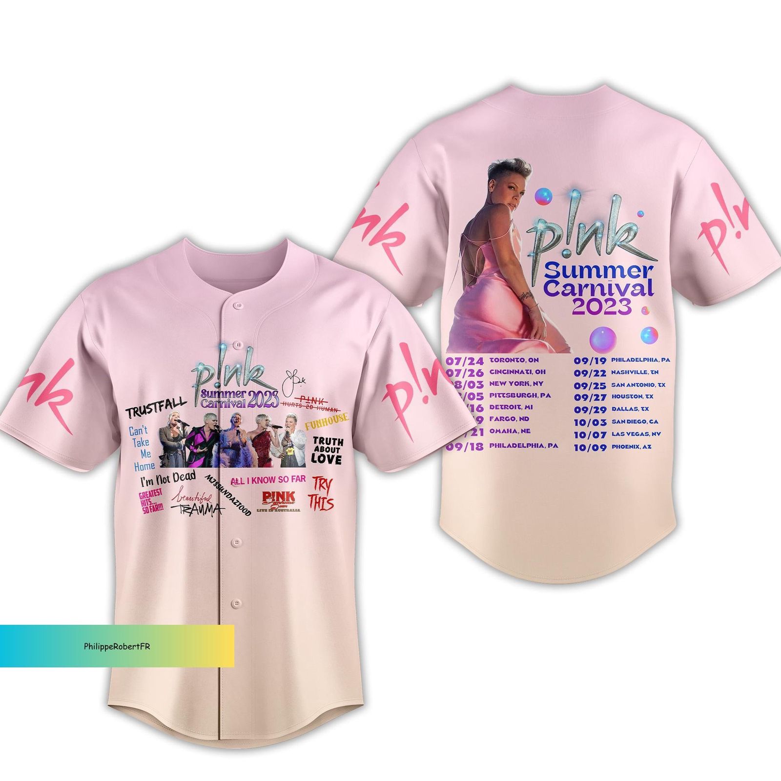 Get Festive with our Christmas P!nk Jersey – Trustfall Tour 2023 Baseball Shirt