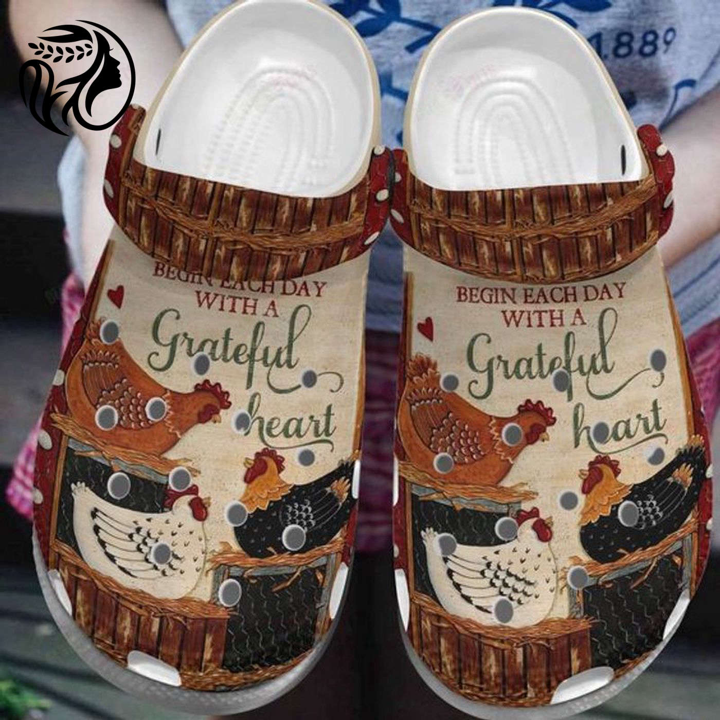 Croc Shoe – Clog Shoe Chicken Begin Each Day With A Grateful Hearts Chicken Lovers Gift