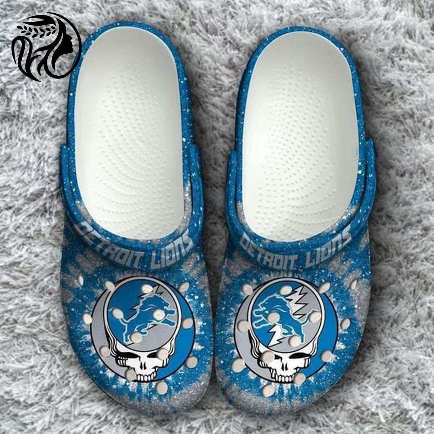 Detroit Lions Grateful Dead Crocs Classic Clogs Shoes In Blue