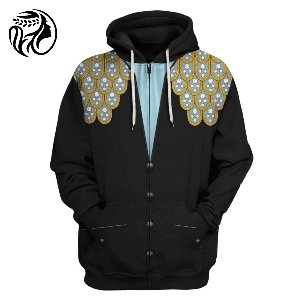 Elvis Armadillo Suit In Blue On Black Cosplay Custom 3D All Over Printed Zip Hoodie
