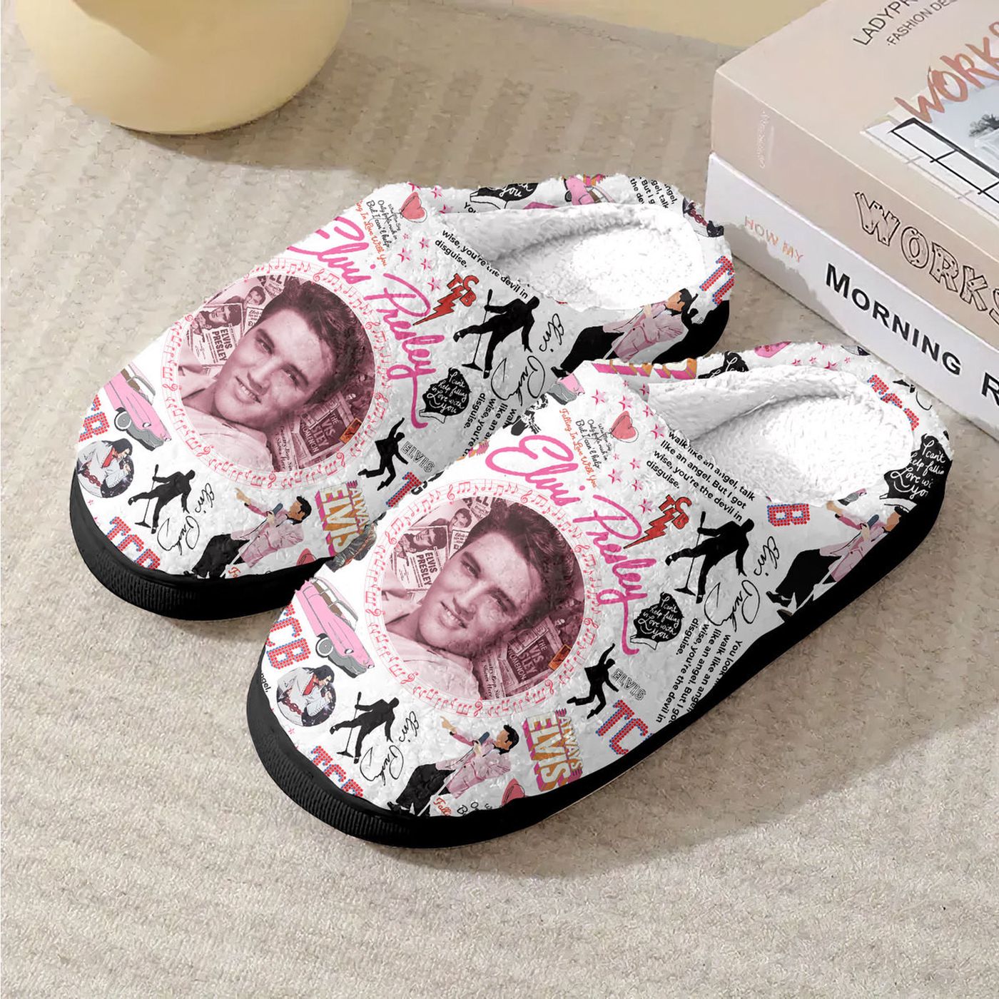 Elvis Presley Home Fleece Slippers LA