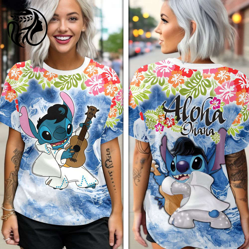 Elvis Presley x Stitch 3D All Over Print Hoodie , Sweatshirt T-Shirt – Gift for Women – Christmas Gift
