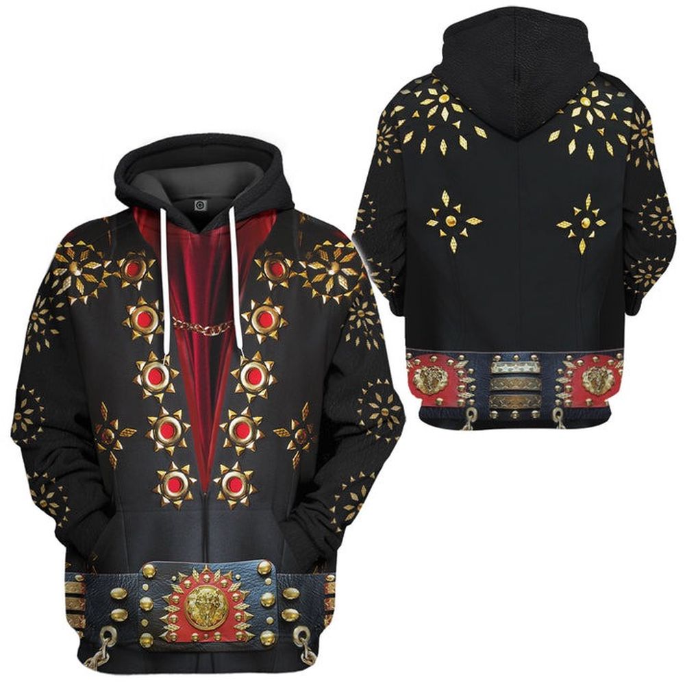 Elvisss Presleyyy Black Matador Suit Outfits Cosplay Costumes Unique Keepsake Birthday Halloween Christmas Gifts For Mens Womens Adults personalized 3D All Over Printed Unisex Hoodie