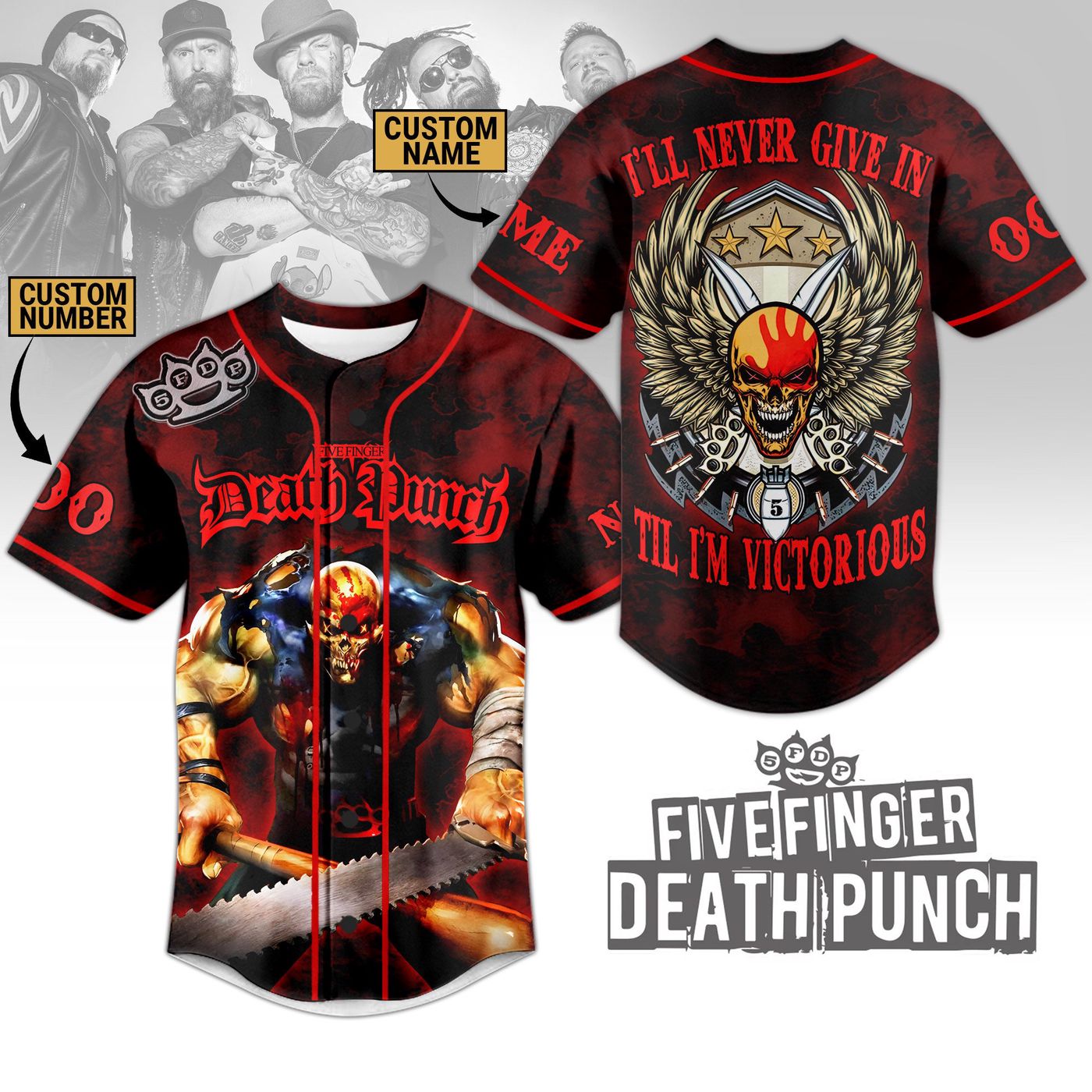 Five Finger Death Punch Baseball Jersey For Men Women And Kids Gift Five Finger Death Punch Baseball Jersey For Men Women And Kids Gift
