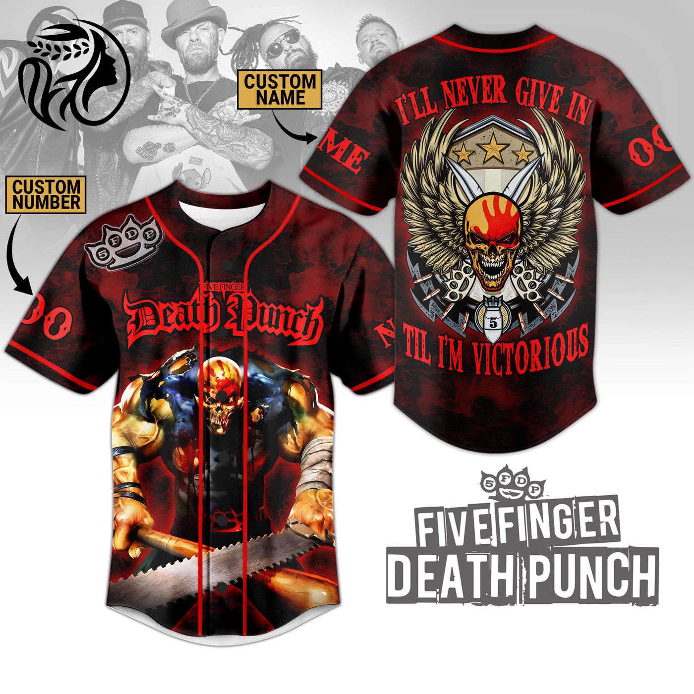 Five Finger Death Punch Baseball Jersey For Men Women And Kids Gift