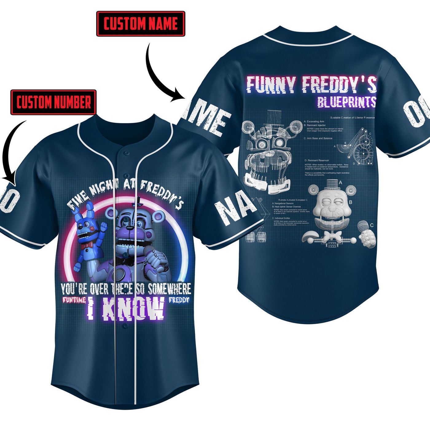 Five Night At Freddy Baseball Jersey For Men Women And Kids Gift Five Night At Freddy Baseball Jersey For Men Women And Kids Gift