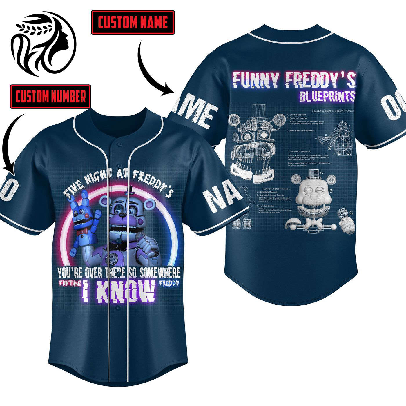 Five Night At Freddy Baseball Jersey For Men Women And Kids Gift