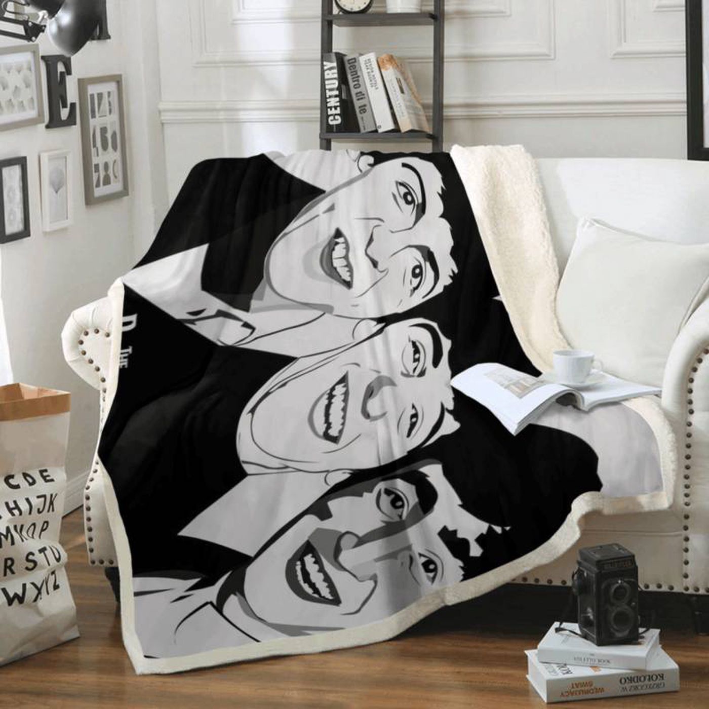 The Beatles Fans Fleece Blanket: Flat Vector Band Merchandise for Cozy Comfort