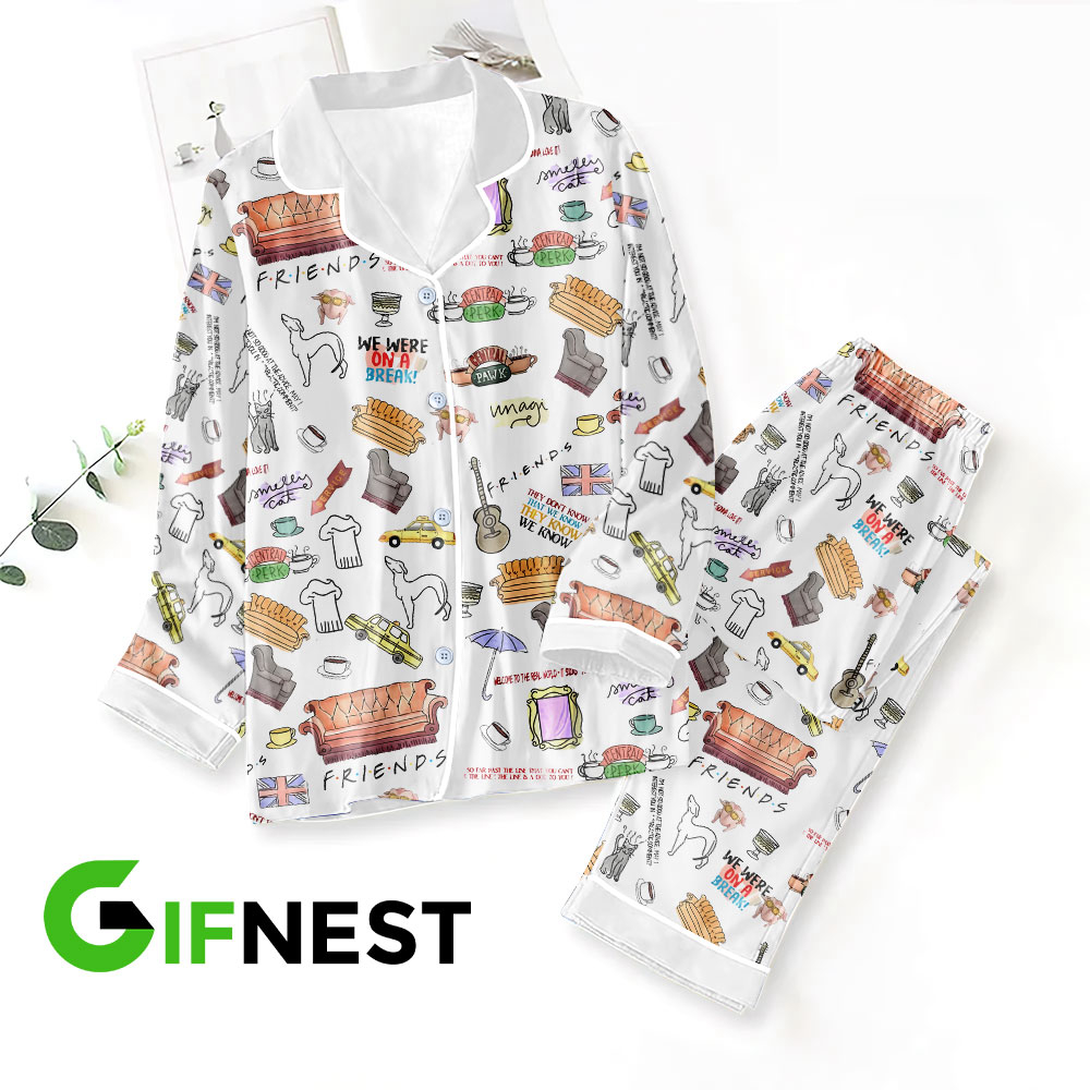 Friends Button Down Pajamas Set –  Gift for Women – Christmas Gift