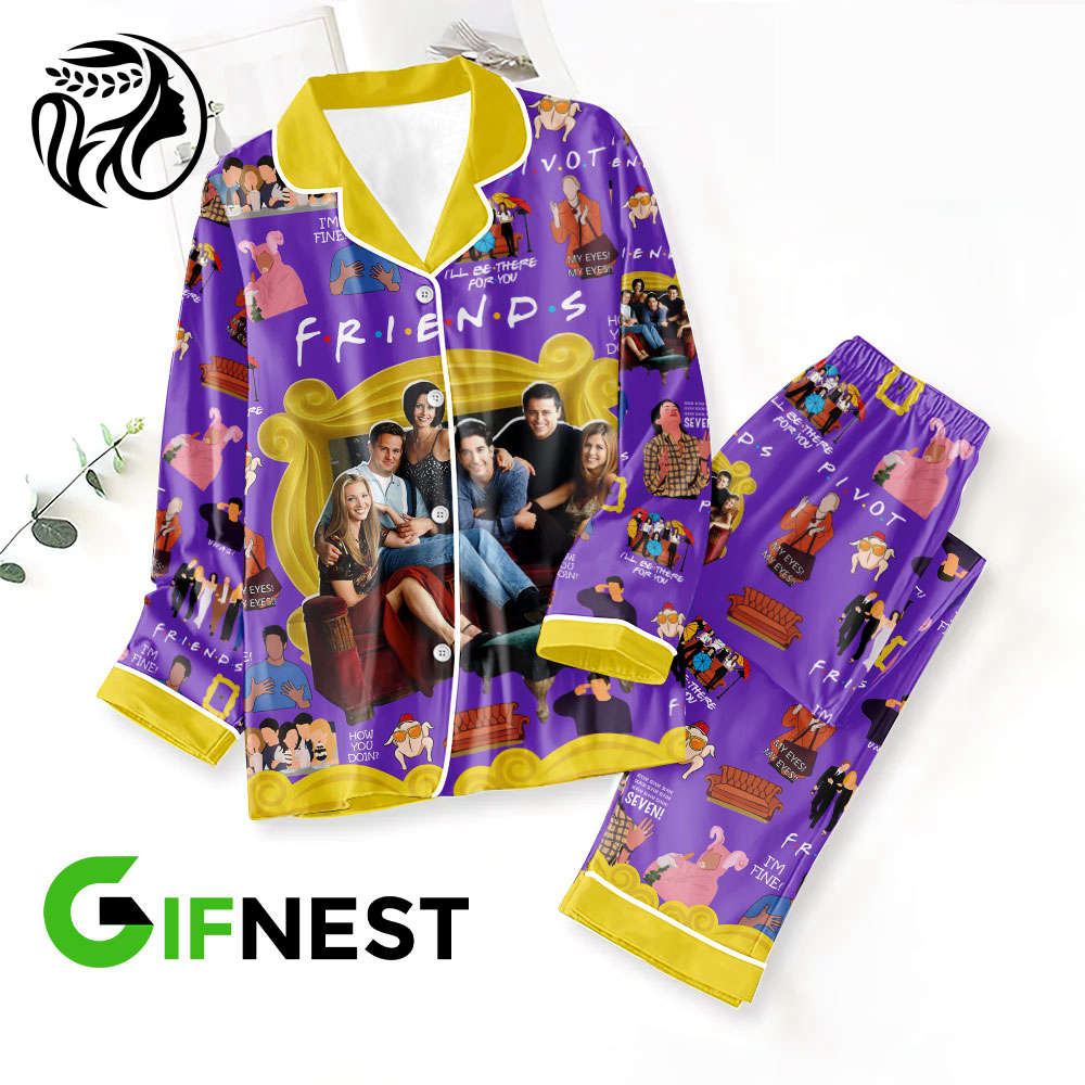 Friends Button Down Pajamas Set –  Gift for Women – Christmas Gift