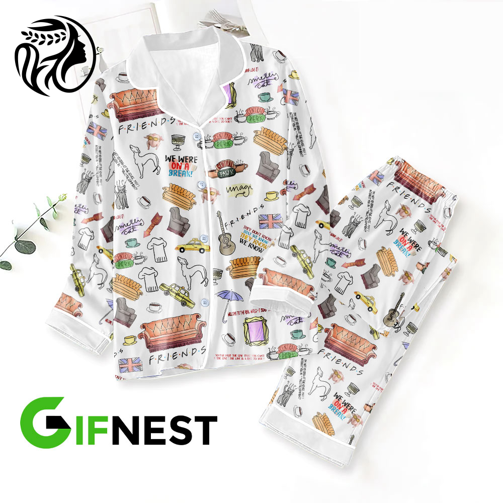 Friends Button Down Pajamas Set –  Gift for Women – Christmas Gift