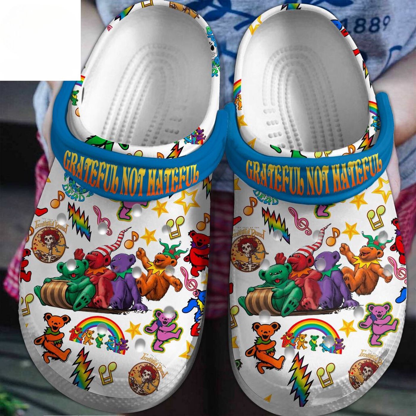 Funny Bears Grateful Dead Music Band Colorful Clogs