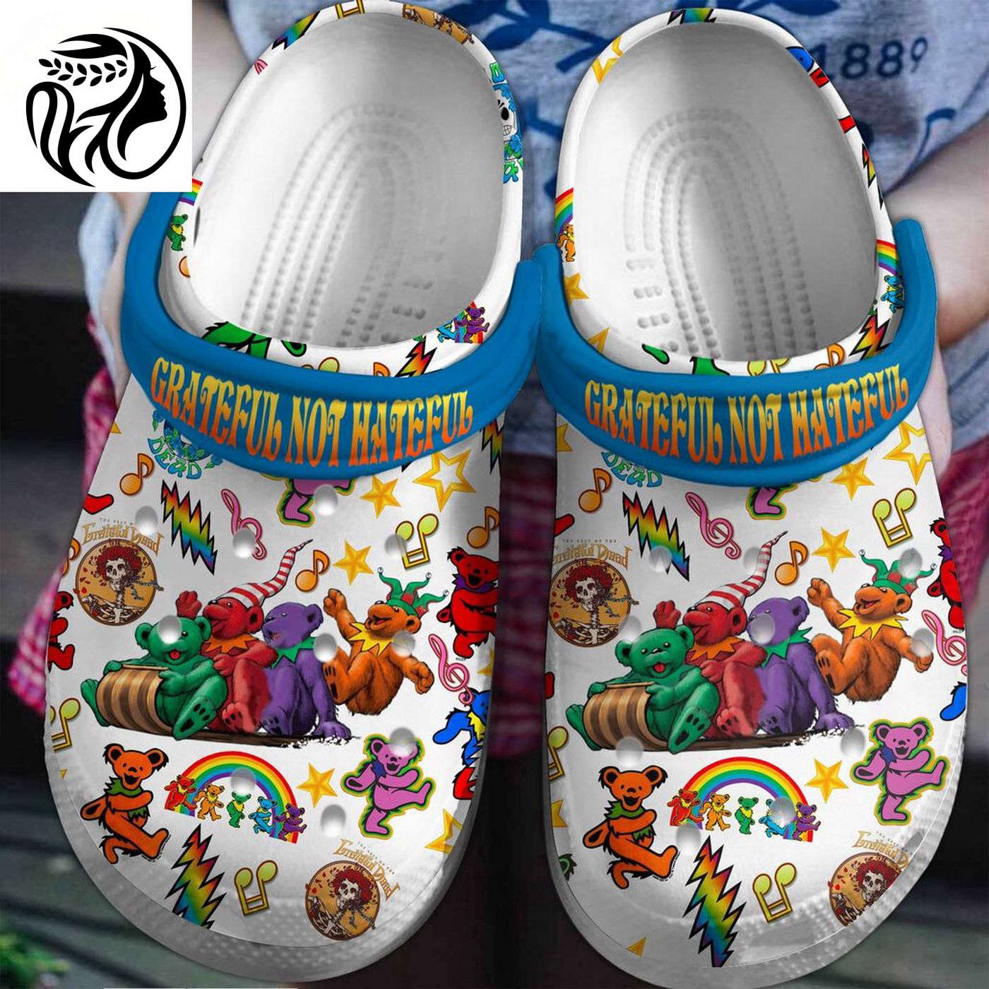 Funny Bears Grateful Dead Music Band Colorful Clogs