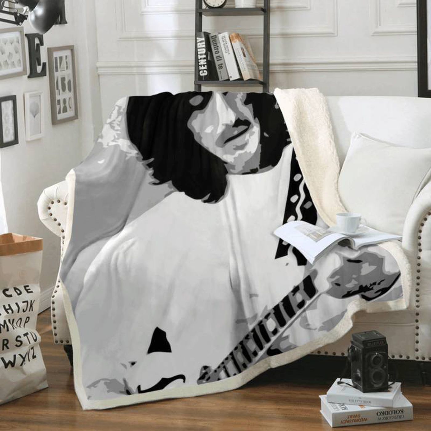 Cozy Up with George Harrison: The Beatles Fleece Blanket for Die-Hard Fans!