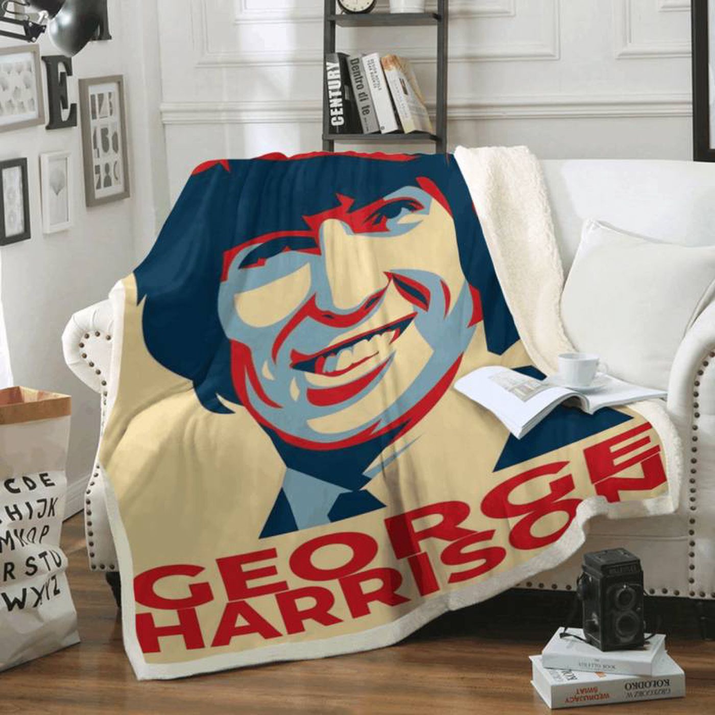 Cozy Up with George Harrison – The Beatles For Fans Fleece Blanket: A Must-Have for Beatles Enthusiasts!
