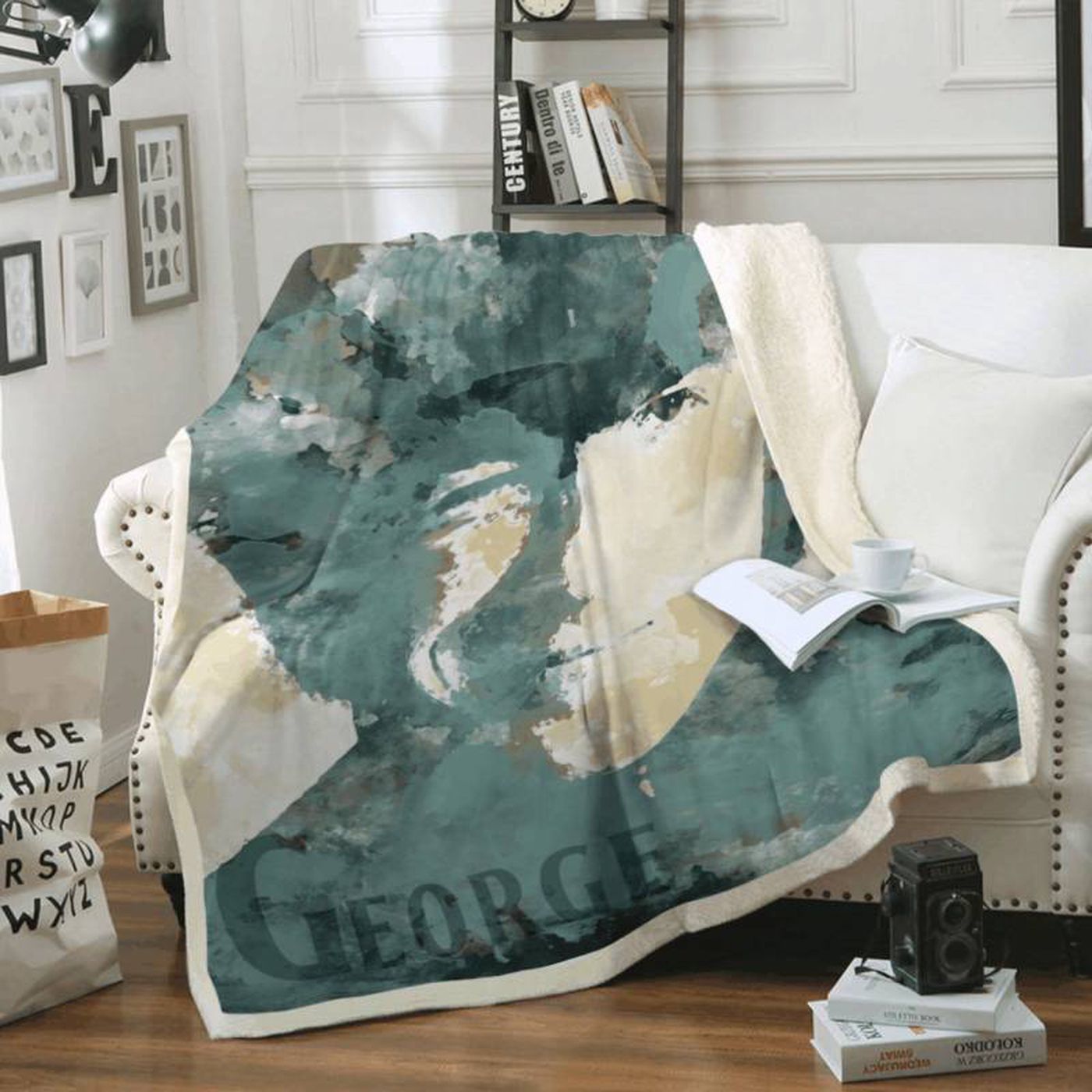 Cozy Up with George Harrison – The Beatles Rock Band Fleece Blanket: A Must-Have for Music Lovers!