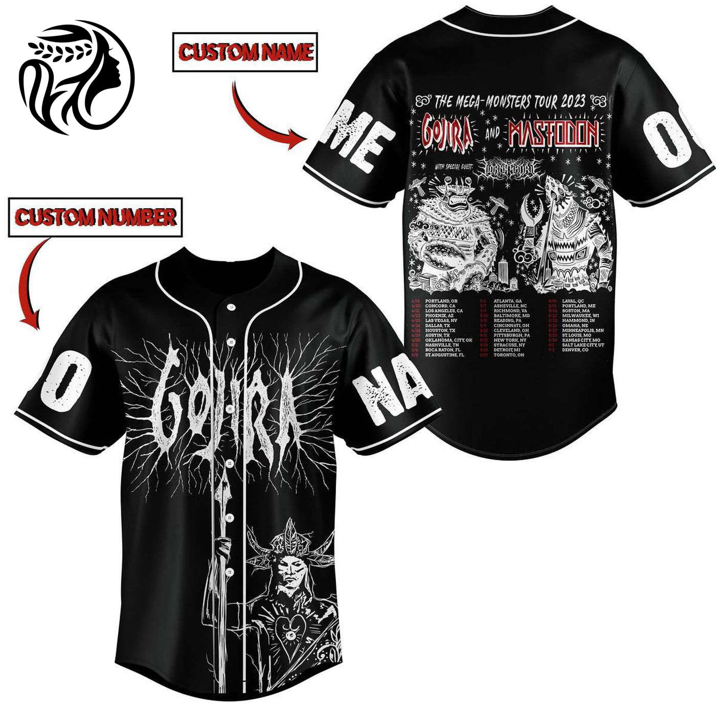 Gojira And Mastodon Baseball Jersey For Men Women And Kids Gift