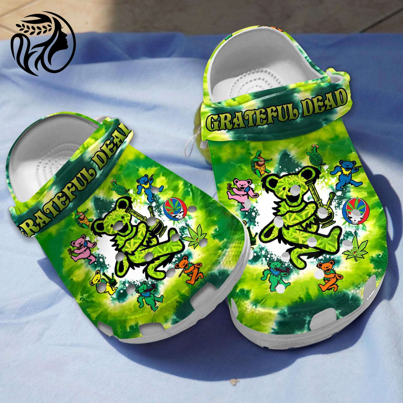 Grateful Dead Green Clogs Shoes