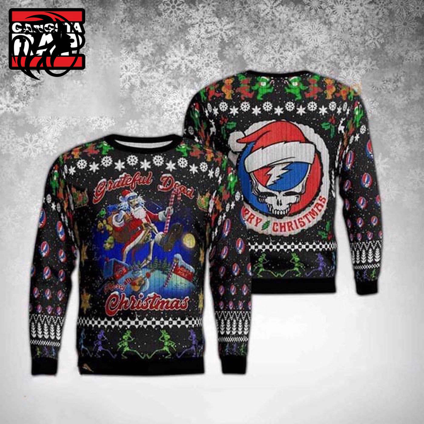 Grateful Dead Rock Band Santa Claus Ugly Christmas Sweater