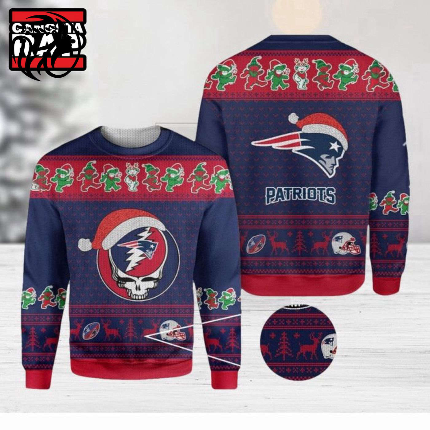 Grateful Dead SKull And Bears Ugly Christmas Sweater