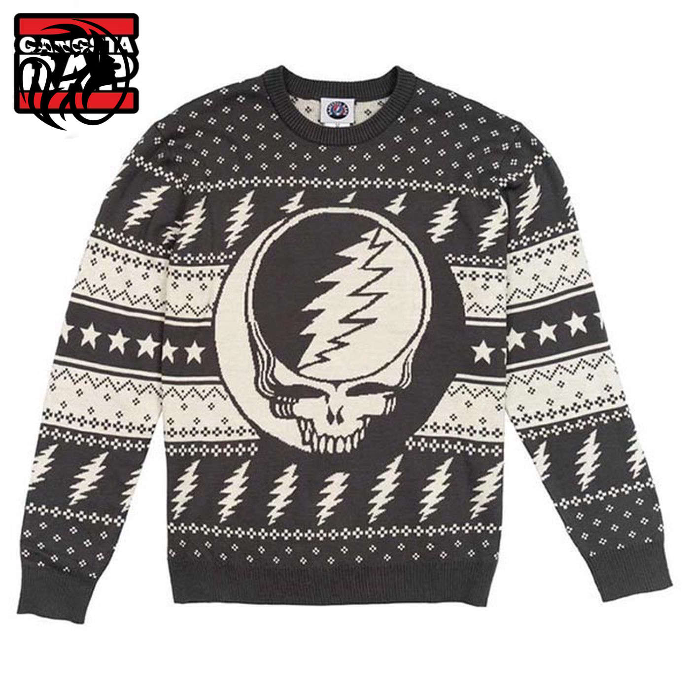 Grateful Dead Steal Your Face Gray Ugly Christmas Sweater
