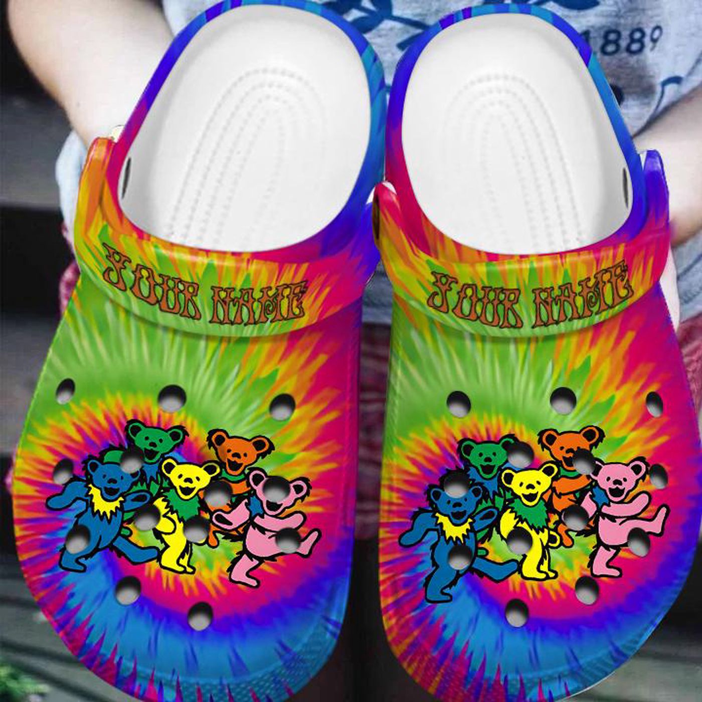Grateful Dead Tie Dye Pattern Clogs Shoes