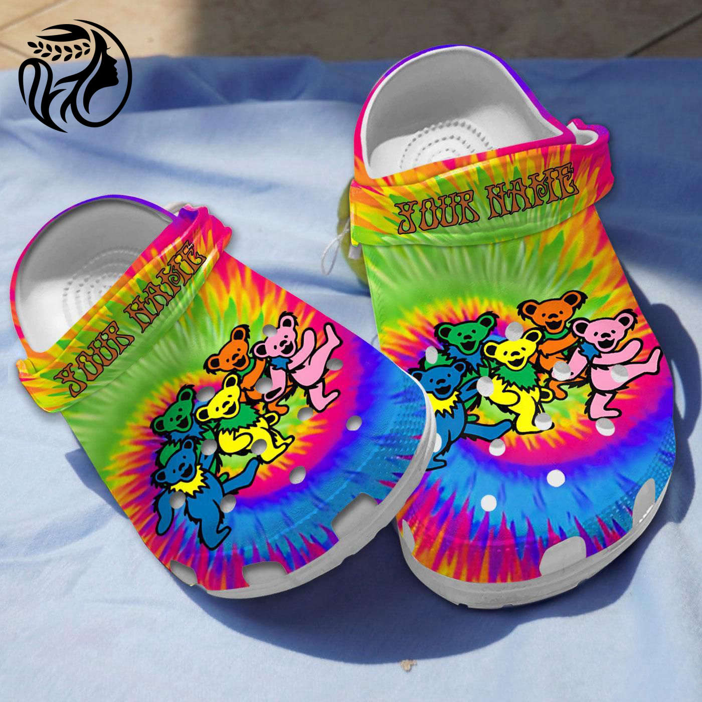 Grateful Dead Tie Dye Pattern Clogs Shoes