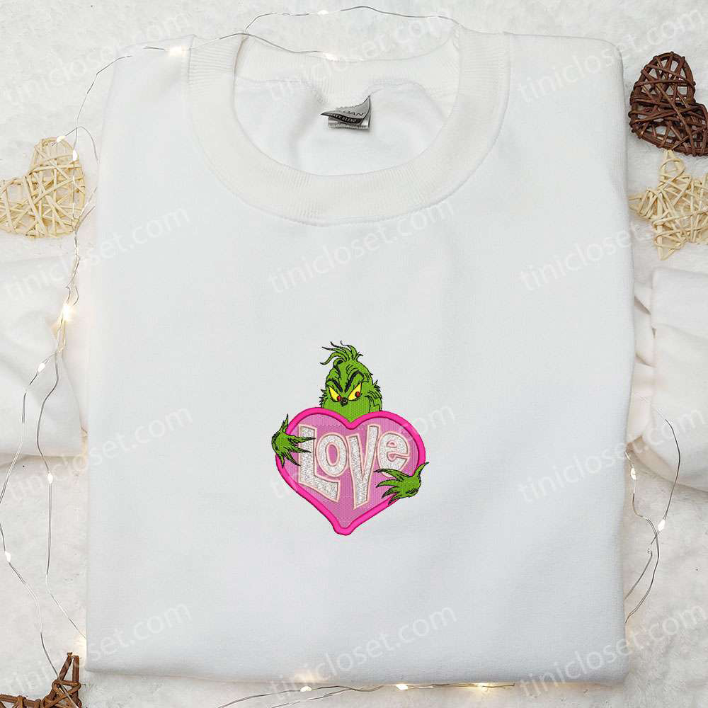 Grinch Love Pink Heart Sweatshirt: Movie Valentine Hoodie Couples Best Gift