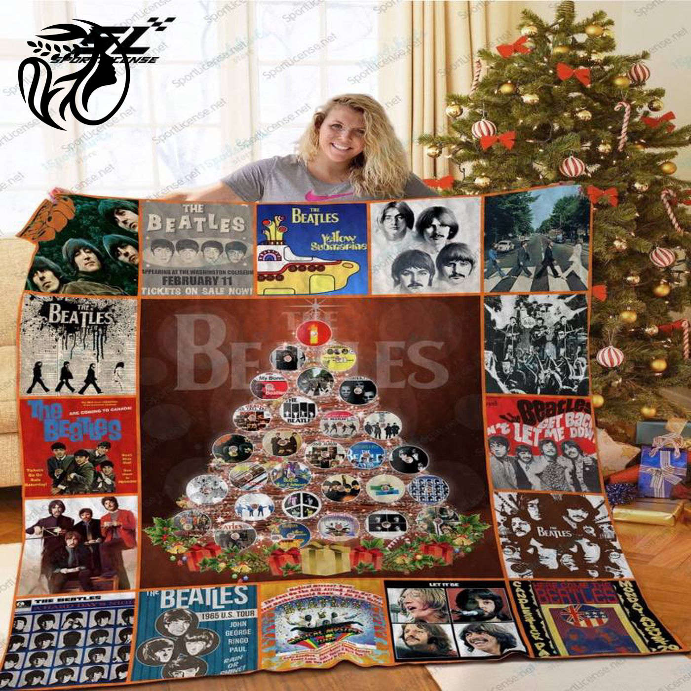 Get into the Festive Spirit with H The Beatles Album Tree Christmas Quilt Blanket