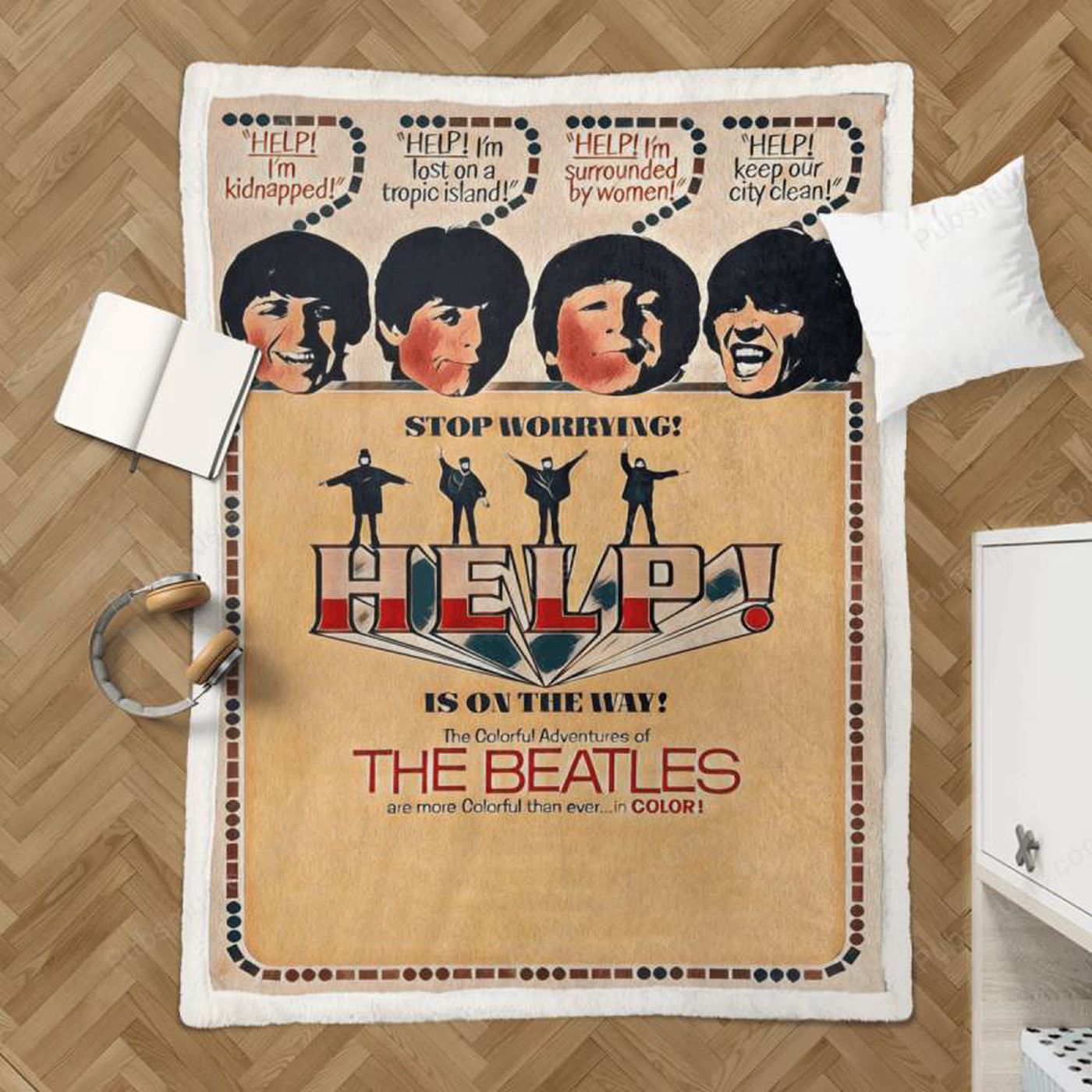 Cozy Help The Beatles Movies Sherpa Fleece Blanket – Perfect for Beatles Fans & Movie Lovers!