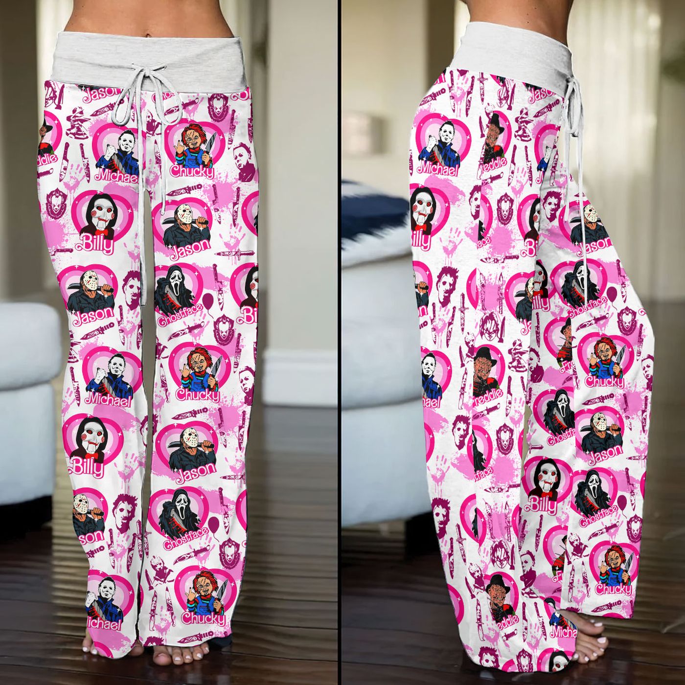 Horror Movies High-Waisted Straight-Leg Trousers  –  – Gift for Women for Women