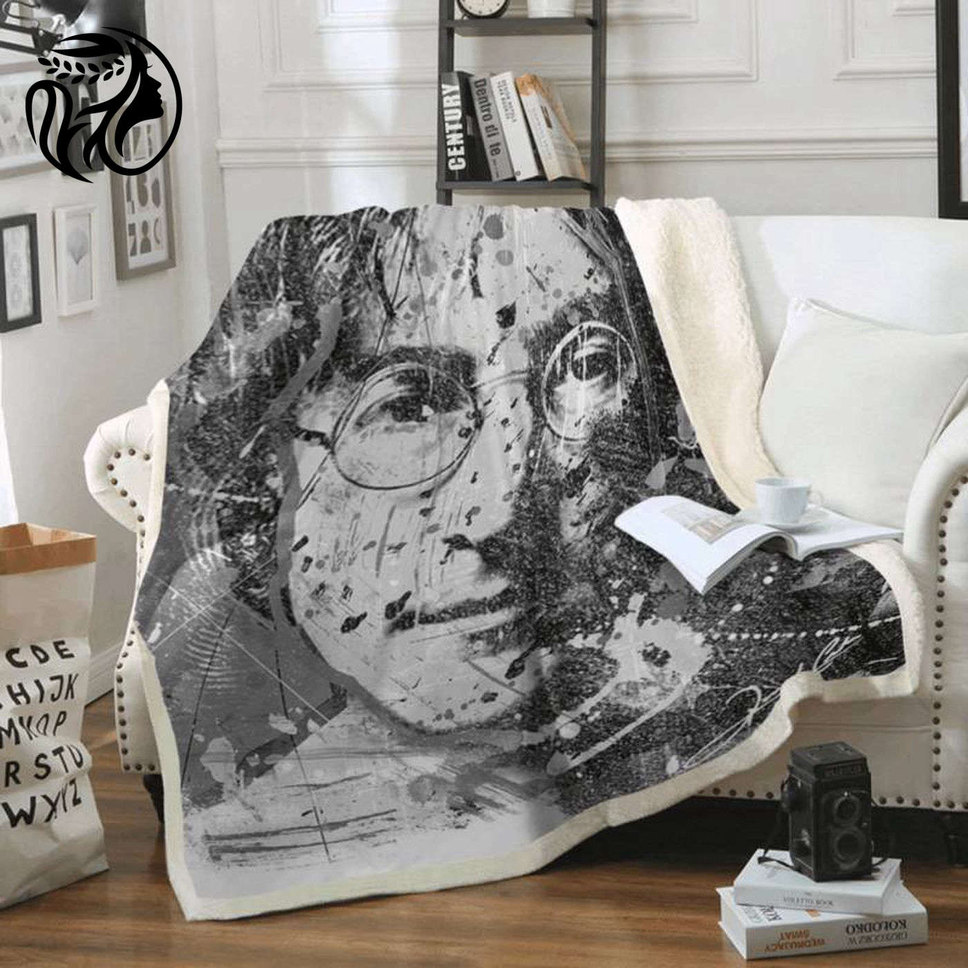 Cozy John Lennon Art Beatles Fleece Blanket: Perfect for Die-Hard Fans!