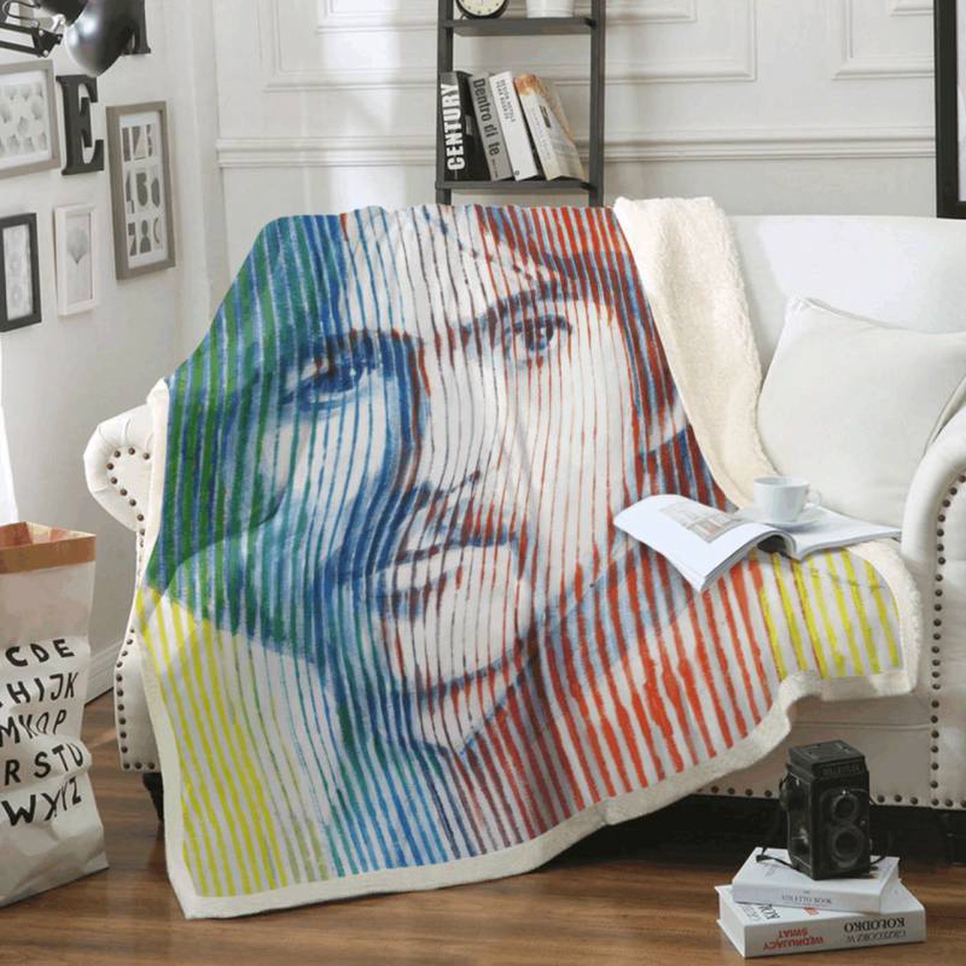 Colorful John Lennon Beatles Art Fleece Blanket: Embrace the Rainbow!
