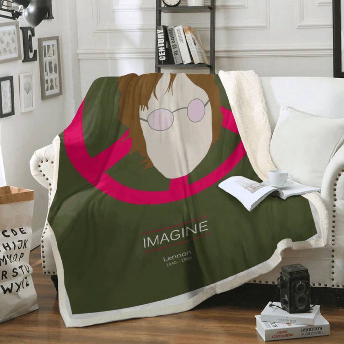 Imagine John Lennon Beatles Art Fleece Blanket: Cozy Tribute to Iconic Music Perfect for Fans & Collectors!