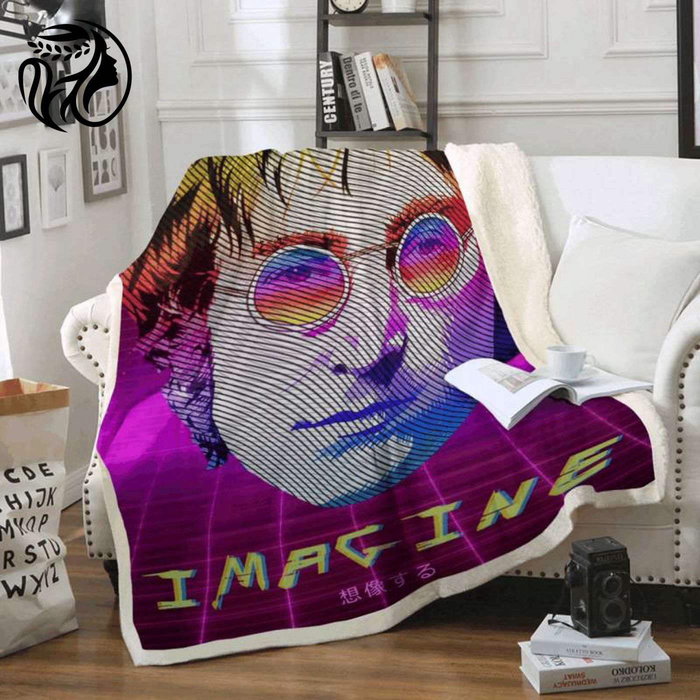 John Lennon Imagine The Beatles PopArt Fleece Blanket - Cozy Music-inspired Bedding for Beatles Fans