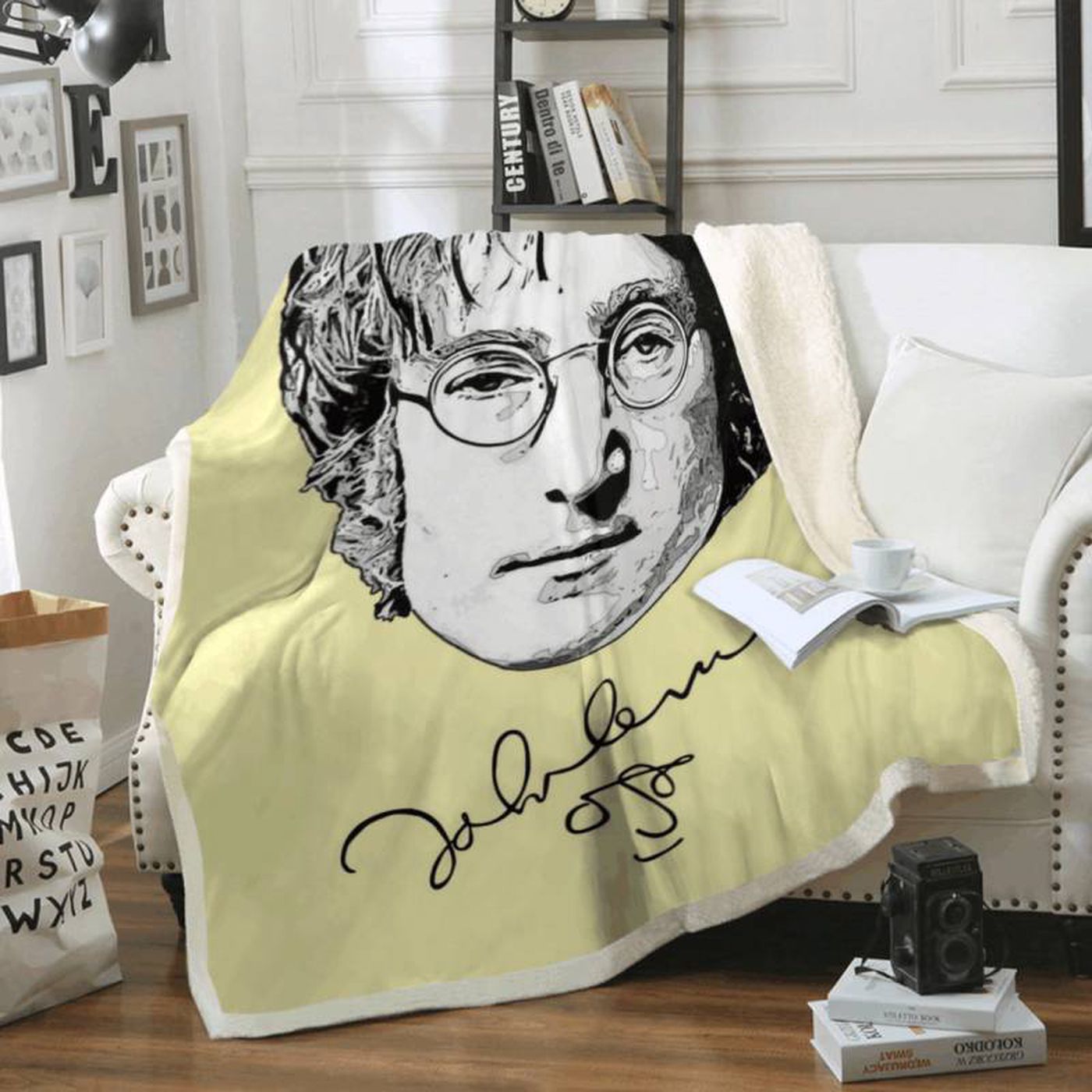 John Lennon Beatles Here Comes the Sun Art Fleece Blanket: Cozy Tribute to Iconic Music Limited Edition