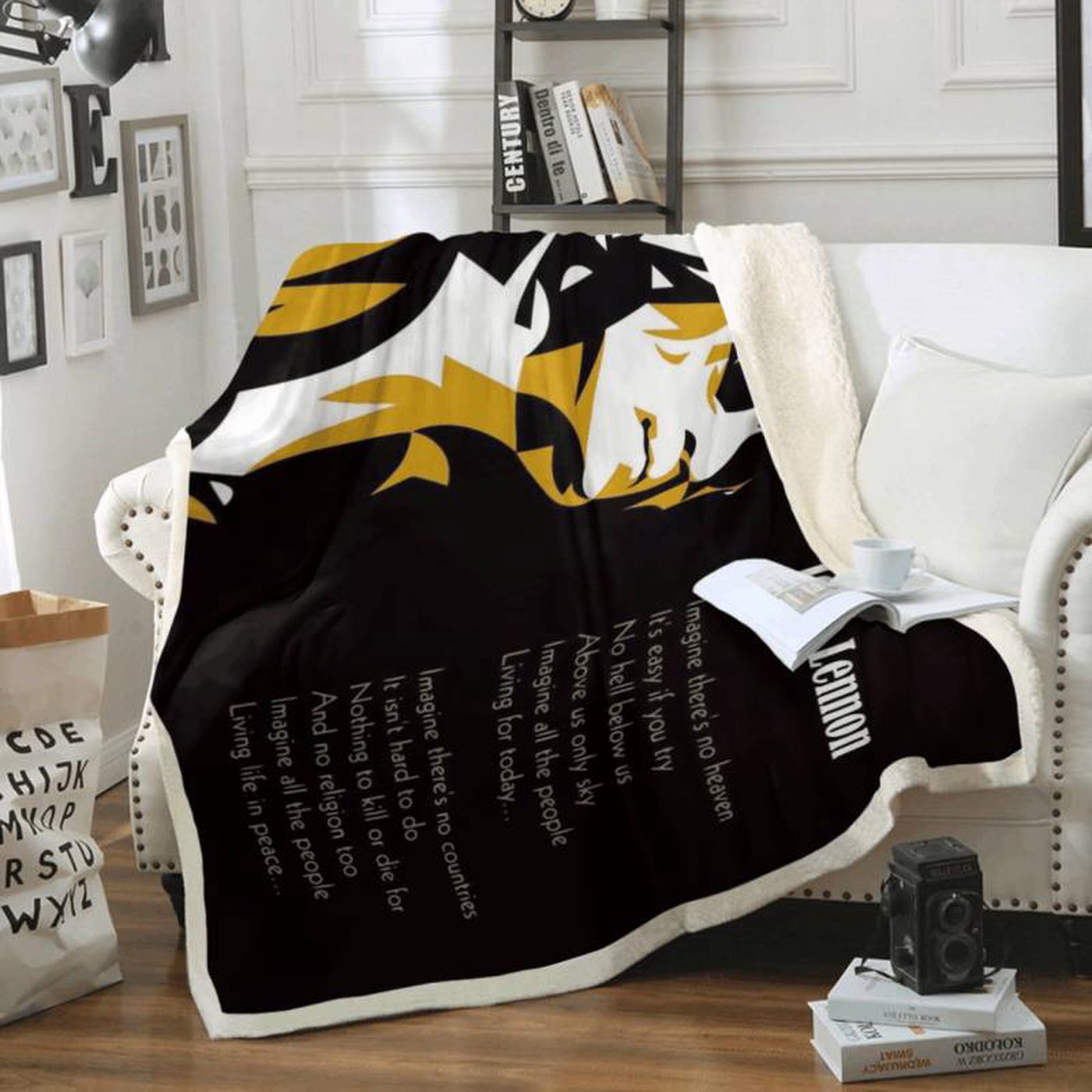 John Lennon Beatles Imagine Art Fleece Blanket: Iconic Music Inspired Comfort