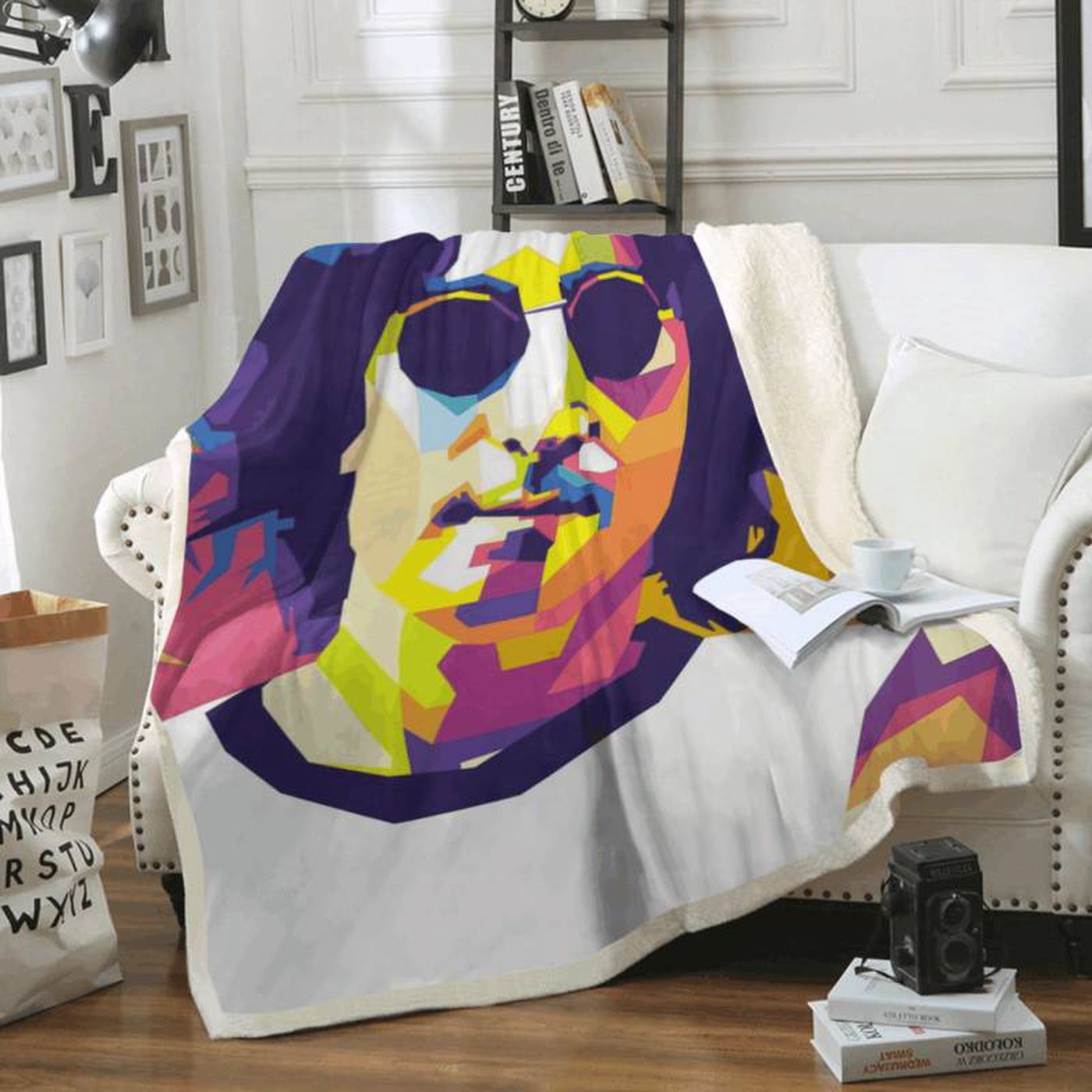 Rock Band Art for Fans: John Lennon Beatles Fleece Blanket