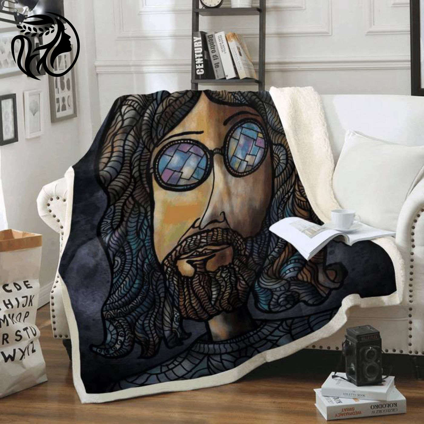 Rock with John Lennon: The Beatles Legend 1960 Fleece Blanket – Perfect Music Memorabilia!