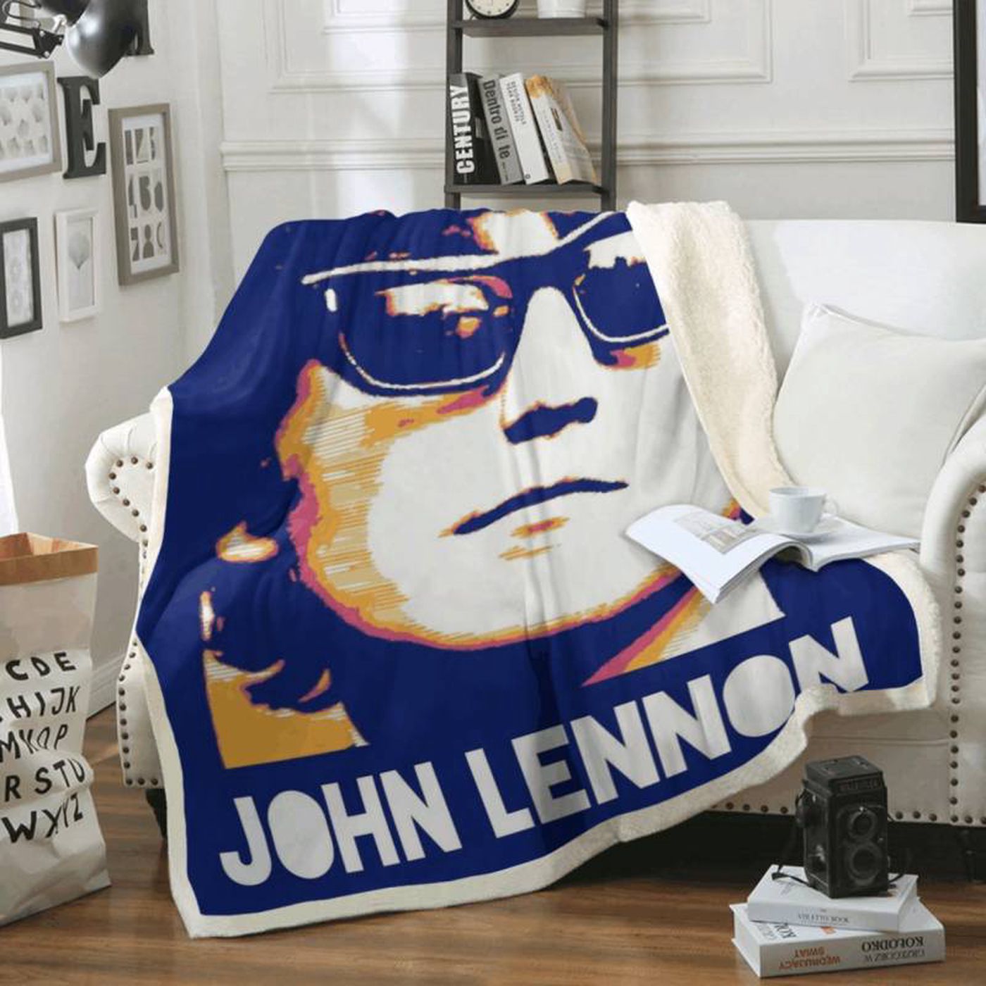 John Lennon – The Beatles Fleece Blanket: While My Guitar Gently Weeps Art – Cozy Tribute for Music Lovers