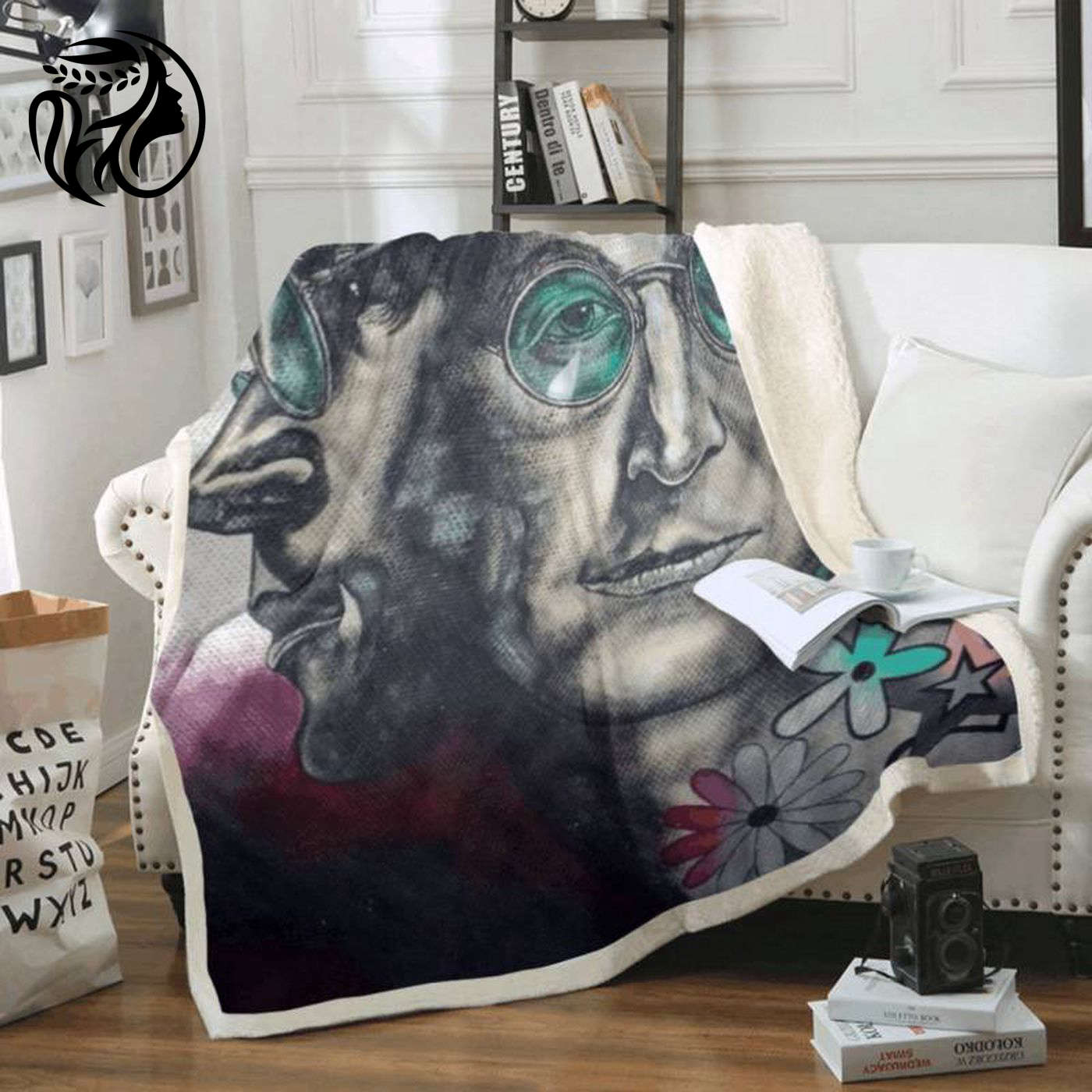 Beatles Art Fleece Blanket: John Lennon Tribute with Iconic Band Designs